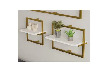 Muroran Väggskiva 80x80 cm - Vit/Guld - Förvaring - Köksförvaring - Kökshylla