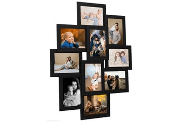 Fotoram för 10x(13x18 cm) bilder svart MDF