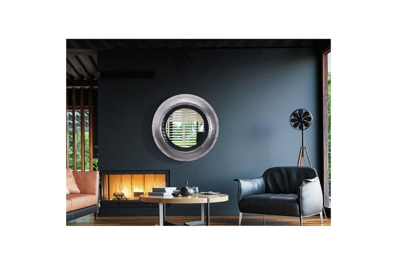Spegel Wohnling Modern vågig metallram rund 74 cm - Inredning & dekor - Speglar - Väggspegel