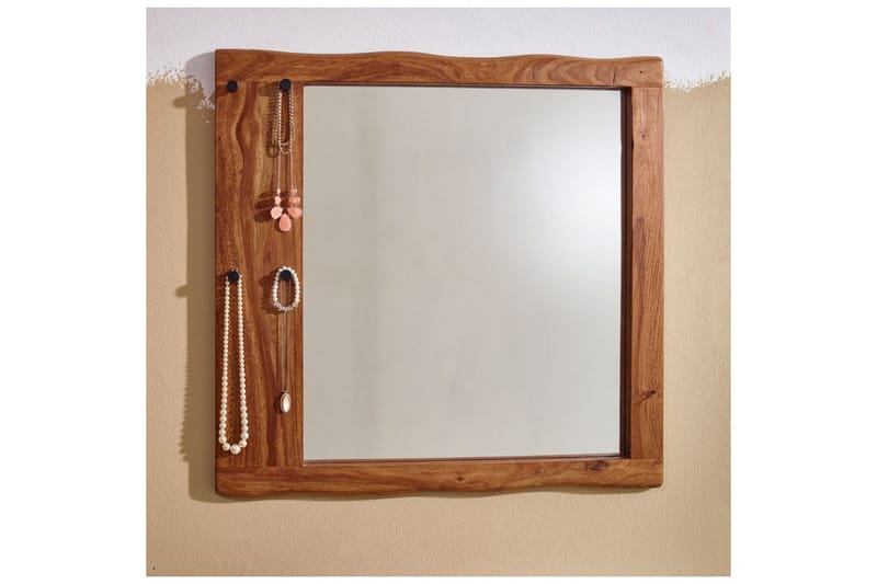 Spegel Wohnling Träkant Solid Träram med Krokar Lantlig Stil - Inredning & dekor - Speglar - Väggspegel