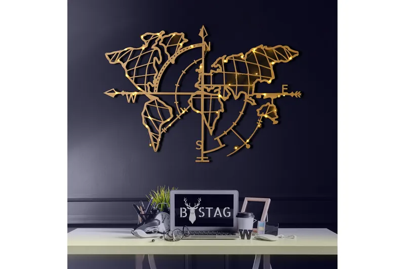 Decorative Metal Wall Accessory 65x95 - Guld - Inredning & dekor - Väggdekor - Skyltar - Plåtskylt