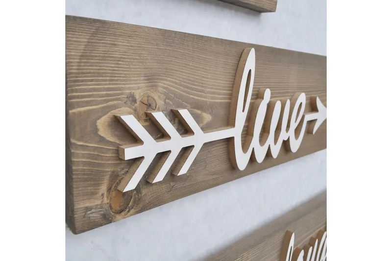 Evila Väggdekoration Love Live Laugh' - Brun - Inredning & dekor - Väggdekor - Skyltar - Dörrskylt