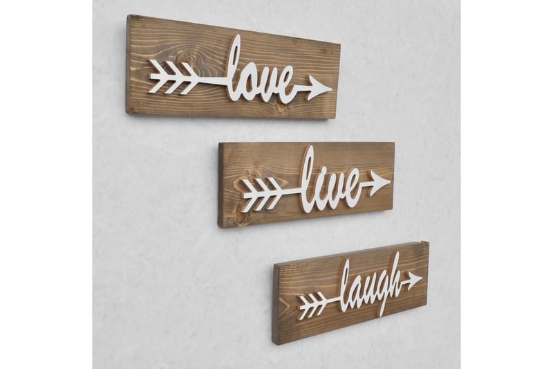Evila Väggdekoration Love Live Laugh' - Brun - Inredning & dekor - Väggdekor - Skyltar - Dörrskylt