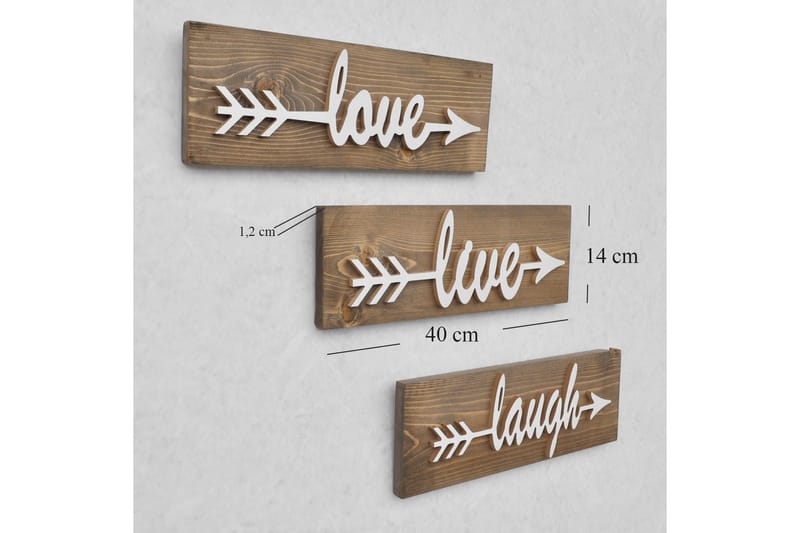 Evila Väggdekoration Love Live Laugh' - Brun - Inredning & dekor - Väggdekor - Skyltar - Dörrskylt