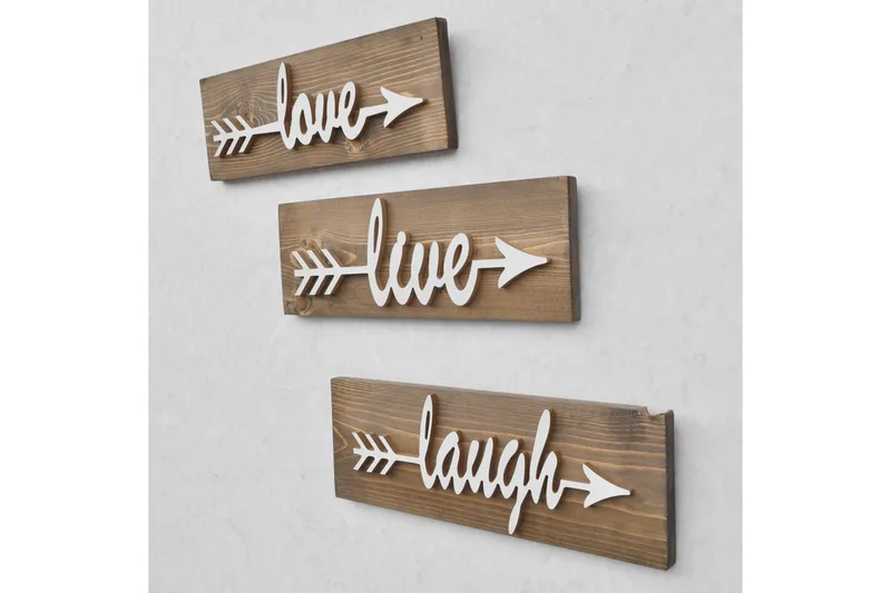 Evila Väggdekoration Love Live Laugh' - Brun - Inredning & dekor - Väggdekor - Skyltar - Dörrskylt