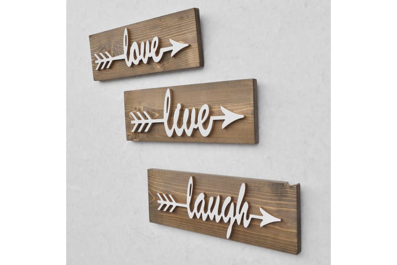 Evila Väggdekoration Love Live Laugh' - Brun - Inredning & dekor - Väggdekor - Skyltar - Dörrskylt