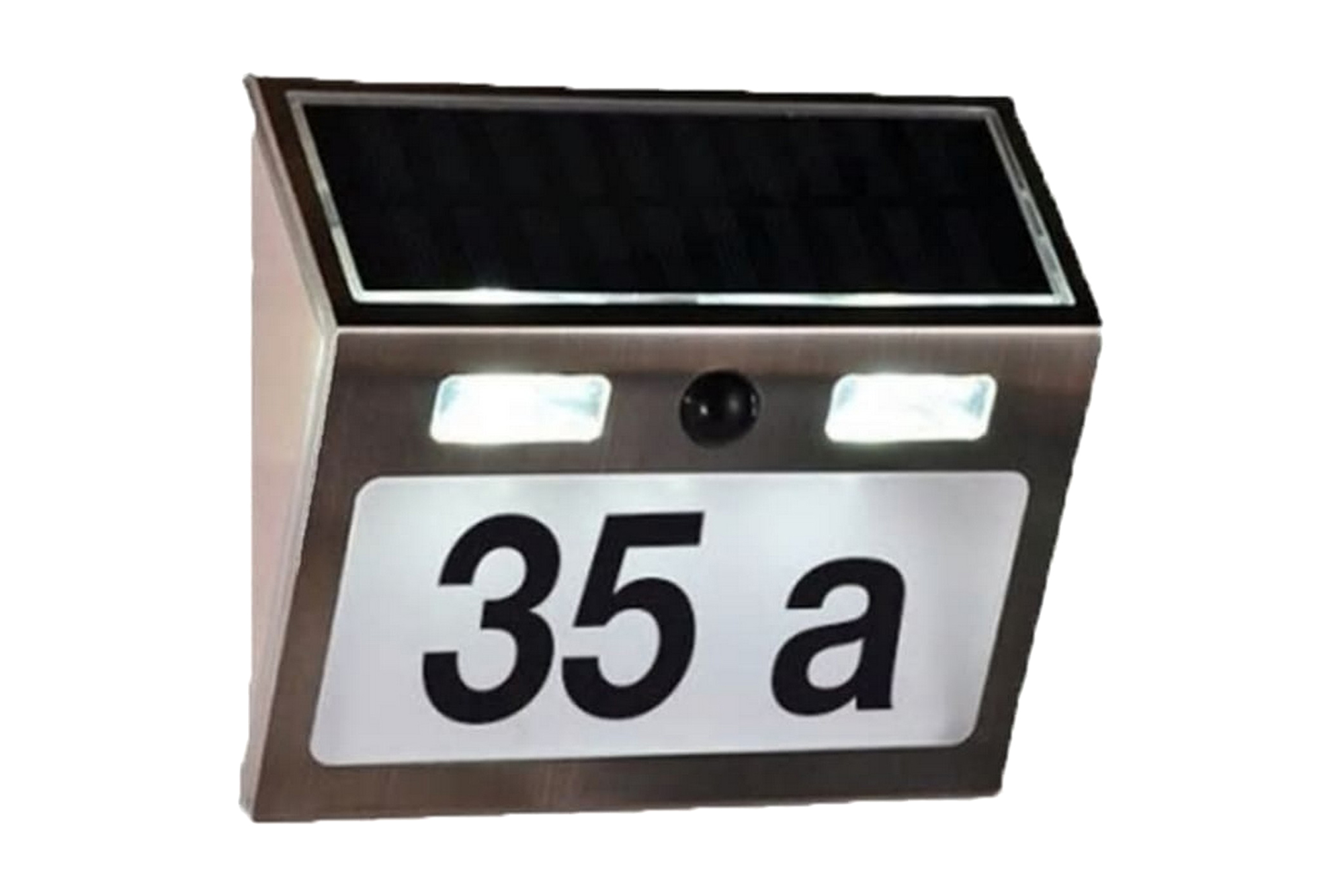 HI Husnummer med soldrivna LED silver – Silver