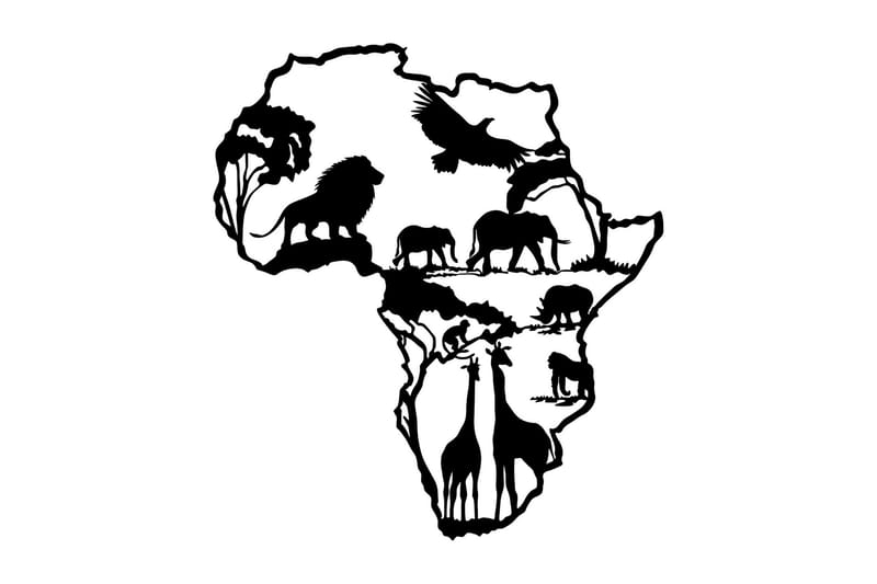 African 2 Väggdekor, Svart