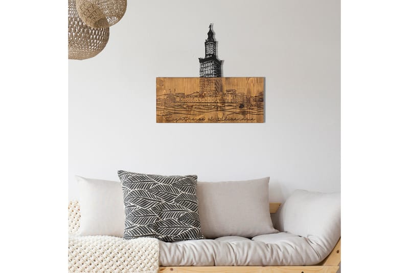 Alexandria Lighthouse Väggdekor - Svart/Valnöt - Inredning & dekor - Väggdekor - Skyltar - Plåtskylt