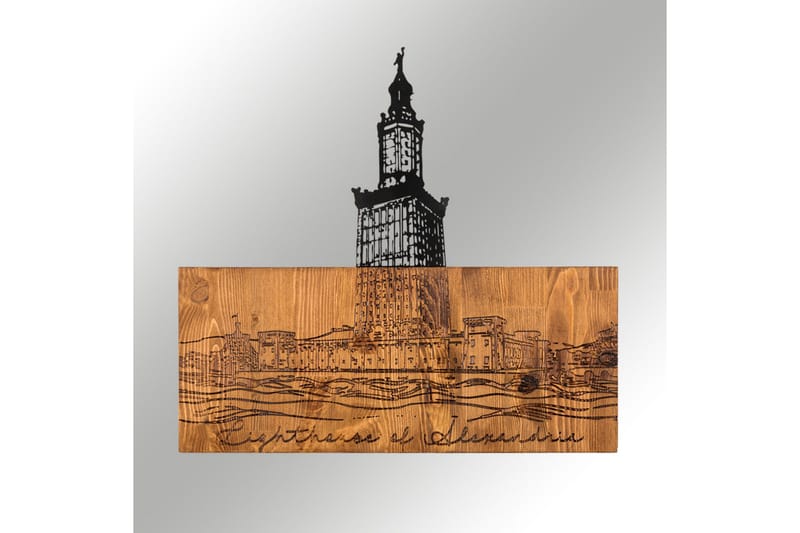 Alexandria Lighthouse Väggdekor - Svart/Valnöt - Inredning & dekor - Väggdekor - Skyltar - Plåtskylt