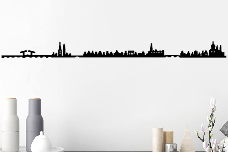 AMSTERDAM SKYLINE Väggdekor Svart - Plåtskylt