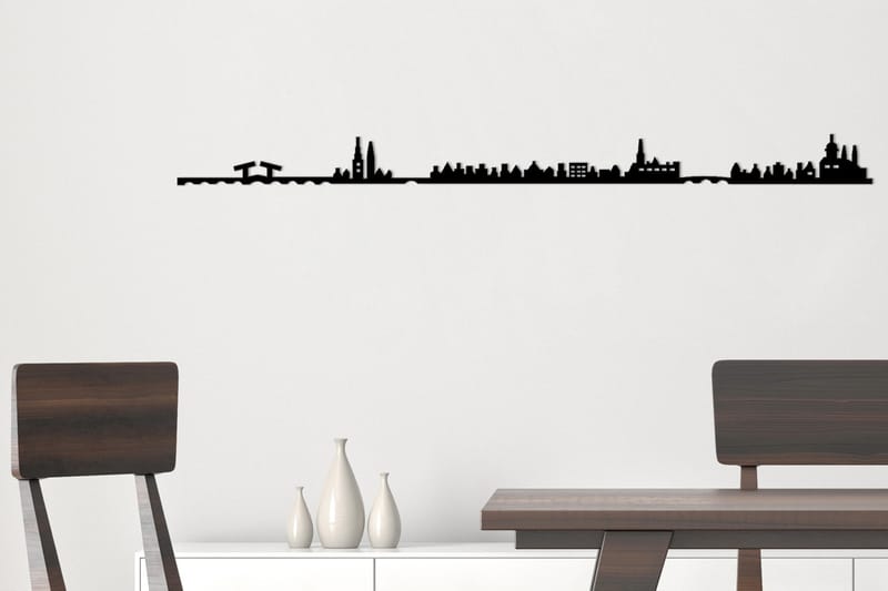 AMSTERDAM SKYLINE Väggdekor Svart - Plåtskylt