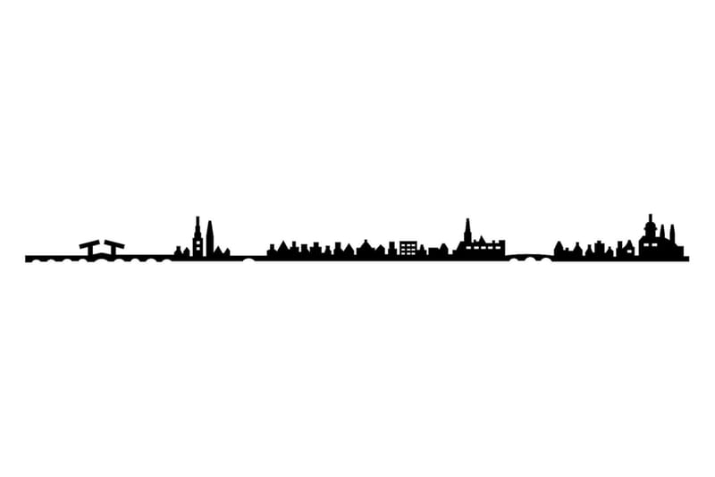 AMSTERDAM SKYLINE Väggdekor Svart - Plåtskylt