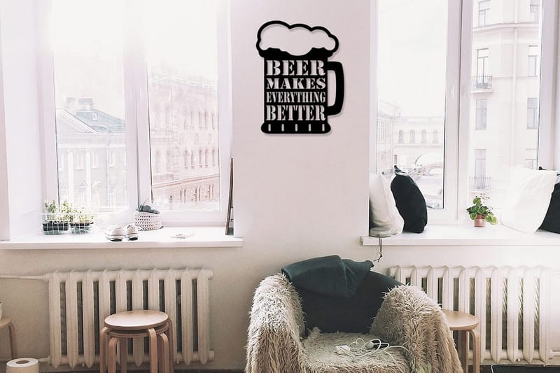 Beer Metal Decor Väggdekor, Svart