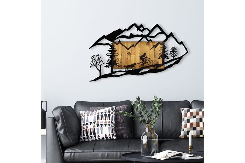 Bicycle Riding in Nature 1 Väggdekor - Svart/Valnöt - Inredning & dekor - Väggdekor - Skyltar - Plåtskylt