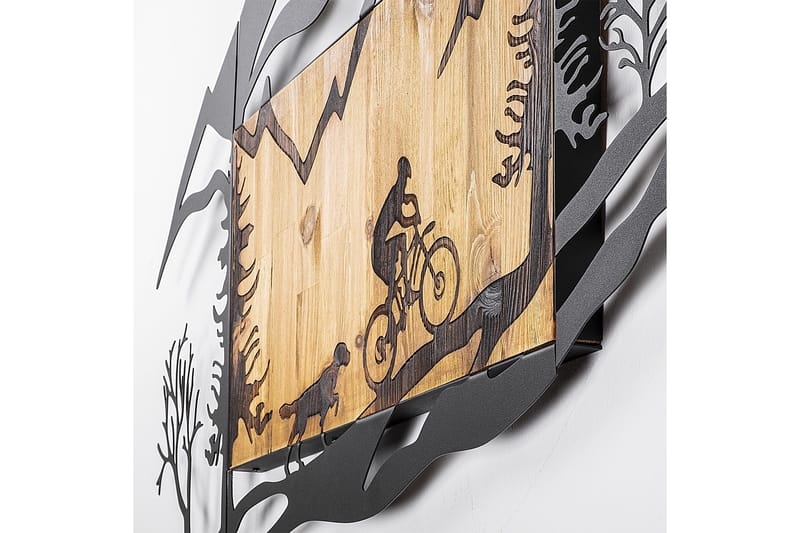 Bicycle Riding in Nature 1 Väggdekor - Svart/Valnöt - Inredning & dekor - Väggdekor - Skyltar - Plåtskylt