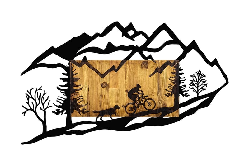 Bicycle Riding in Nature 1 Väggdekor, Svart/Valnöt