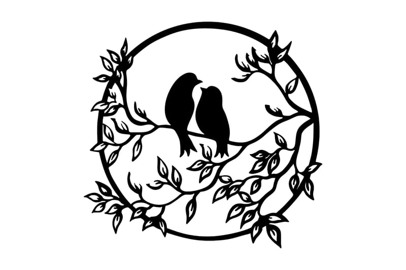 BIRD'S LOVE Väggdekor Svart - Inredning & dekor - Väggdekor - Skyltar - Plåtskylt