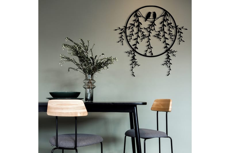 Birds on Tree Branch Väggdekor - Svart - Inredning & dekor - Väggdekor - Skyltar - Plåtskylt