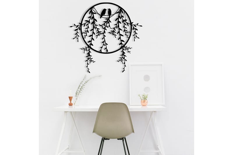 Birds on Tree Branch Väggdekor - Svart - Inredning & dekor - Väggdekor - Skyltar - Plåtskylt