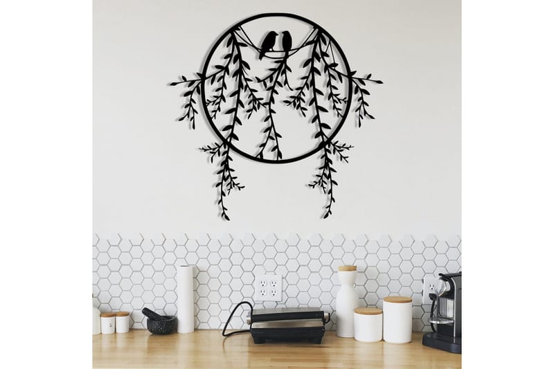 Birds on Tree Branch Väggdekor - Svart - Inredning & dekor - Väggdekor - Skyltar - Plåtskylt