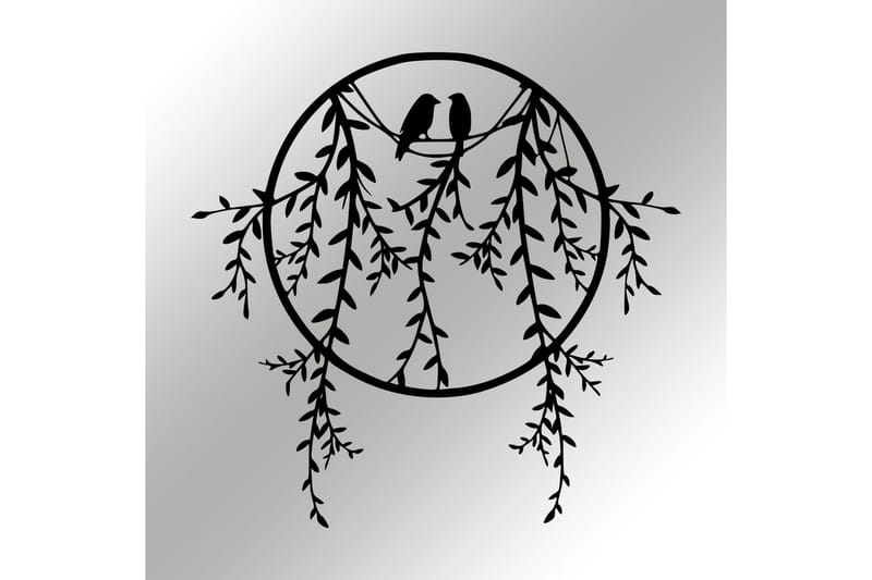 Birds on Tree Branch Väggdekor - Svart - Inredning & dekor - Väggdekor - Skyltar - Plåtskylt