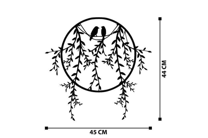 Birds on Tree Branch Väggdekor - Svart - Inredning & dekor - Väggdekor - Skyltar - Plåtskylt