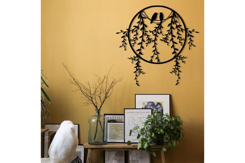 Birds on Tree Branch Väggdekor - Svart - Inredning & dekor - Väggdekor - Skyltar - Plåtskylt