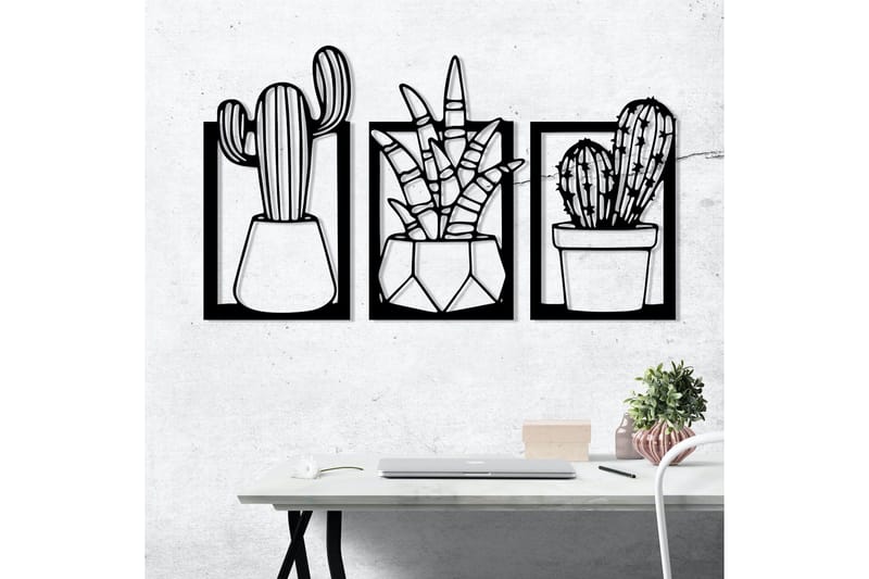 Cacti Väggdekor - Svart - Inredning & dekor - Väggdekor - Skyltar - Plåtskylt