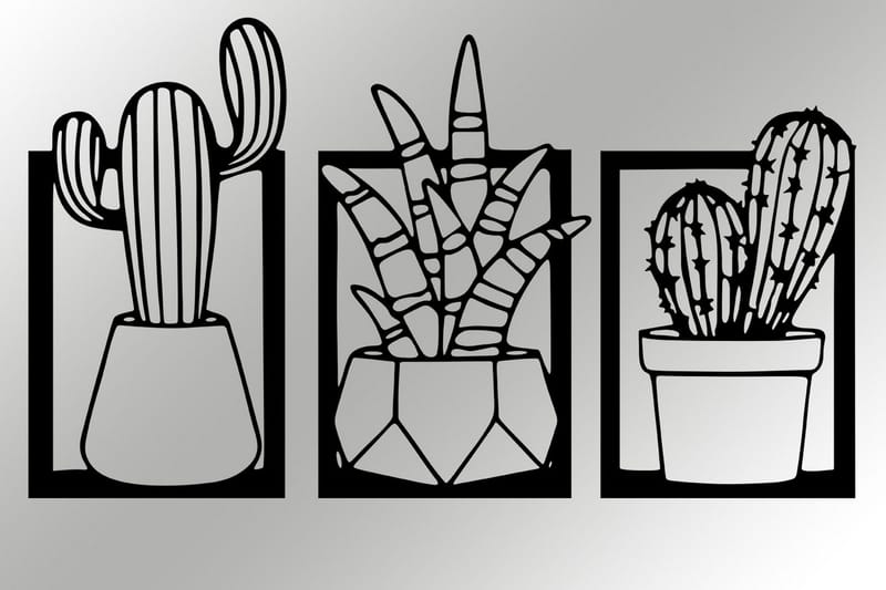 Cacti Väggdekor - Svart - Inredning & dekor - Väggdekor - Skyltar - Plåtskylt