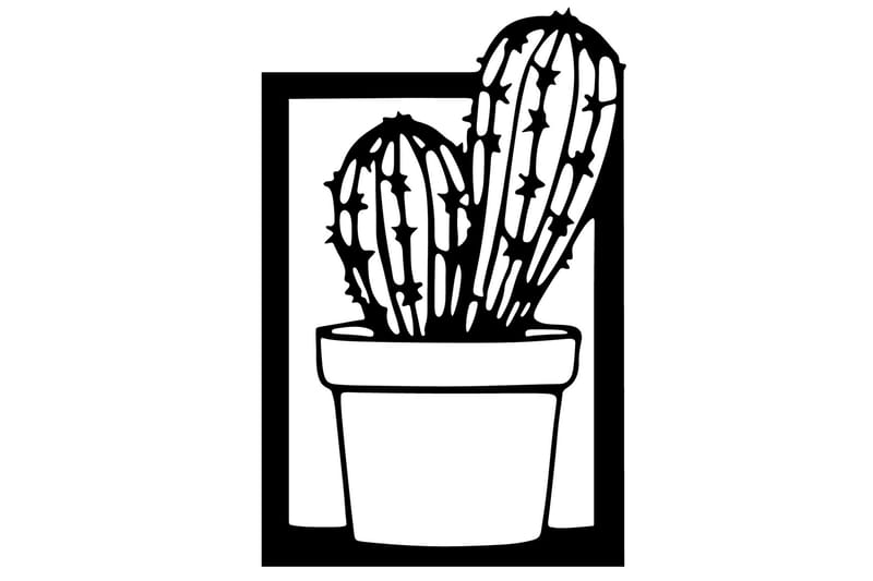 CACTUS Väggdekor Svart - Plåtskylt