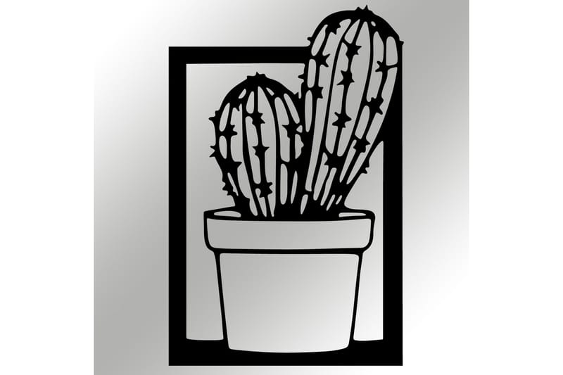 CACTUS Väggdekor Svart - Plåtskylt