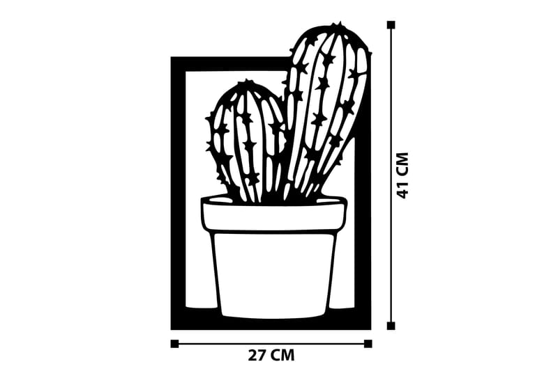 CACTUS Väggdekor Svart - Plåtskylt