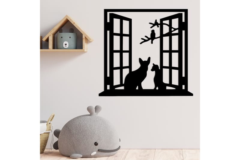 Cat In The Window Väggdekor - Svart - Inredning & dekor - Väggdekor - Skyltar - Plåtskylt