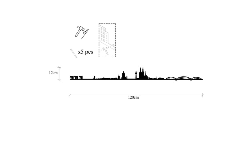 Cologne Skyline Väggdekor - Svart - Inredning & dekor - Väggdekor - Skyltar - Plåtskylt