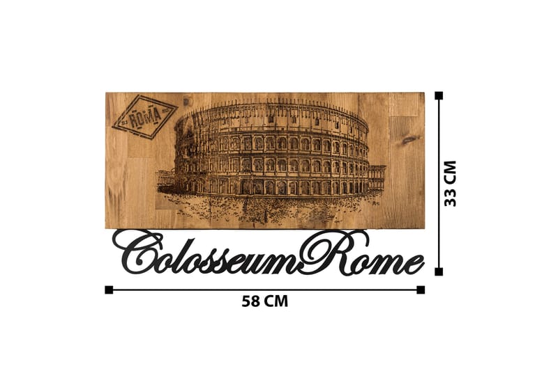 COLOSSEUM Väggdekor Svart/Valnöt - Inredning & dekor - Väggdekor - Skyltar - Plåtskylt