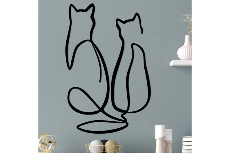 Couple Cat Love Väggdekor - Svart - Inredning & dekor - Väggdekor - Skyltar - Plåtskylt