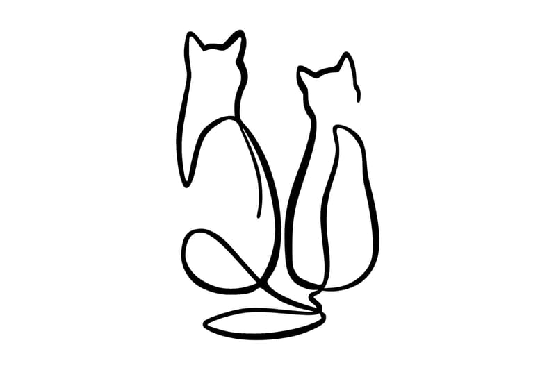 Couple Cat Love Väggdekor, Svart