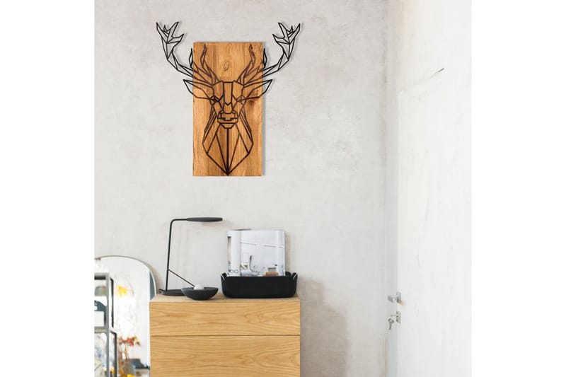 DEER Väggdekor Svart/Valnöt - Inredning & dekor - Väggdekor - Skyltar - Plåtskylt