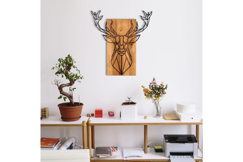 DEER Väggdekor Svart/Valnöt - Inredning & dekor - Väggdekor - Skyltar - Plåtskylt