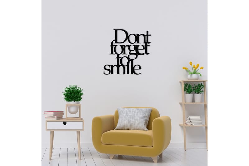 Don't Forget To Smile Väggdekor - Svart - Inredning & dekor - Väggdekor - Skyltar - Plåtskylt