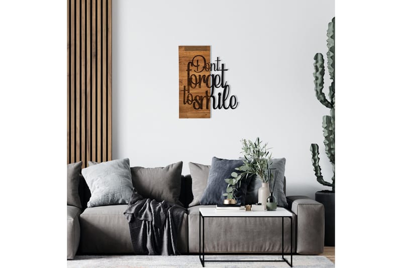 Don't Forget To Smile Väggdekor - Svart/Valnöt - Inredning & dekor - Väggdekor - Skyltar - Plåtskylt