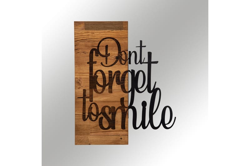 Don't Forget To Smile Väggdekor - Svart/Valnöt - Inredning & dekor - Väggdekor - Skyltar - Plåtskylt