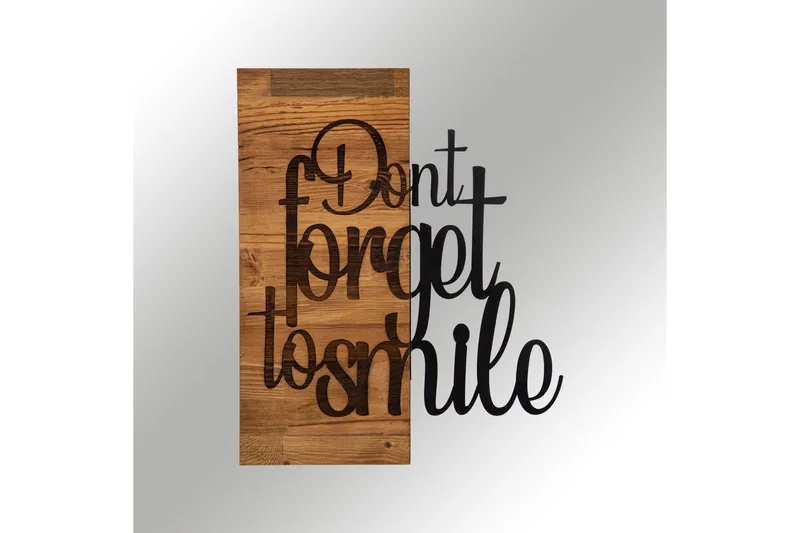 Don't Forget To Smile Väggdekor - Svart/Valnöt - Inredning & dekor - Väggdekor - Skyltar - Plåtskylt