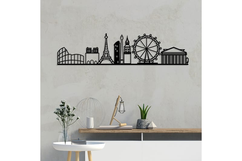 EUROPEAN CITIES SKYLINE Väggdekor Svart - Inredning & dekor - Väggdekor - Skyltar - Plåtskylt