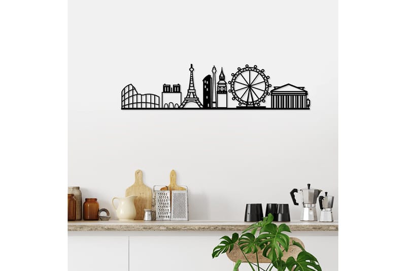 European Cities Skyline Väggdekor - Svart - Inredning & dekor - Väggdekor - Skyltar - Plåtskylt