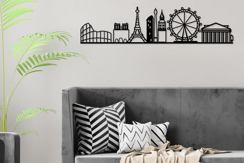 European Cities Skyline Väggdekor - Svart - Inredning & dekor - Väggdekor - Skyltar - Plåtskylt
