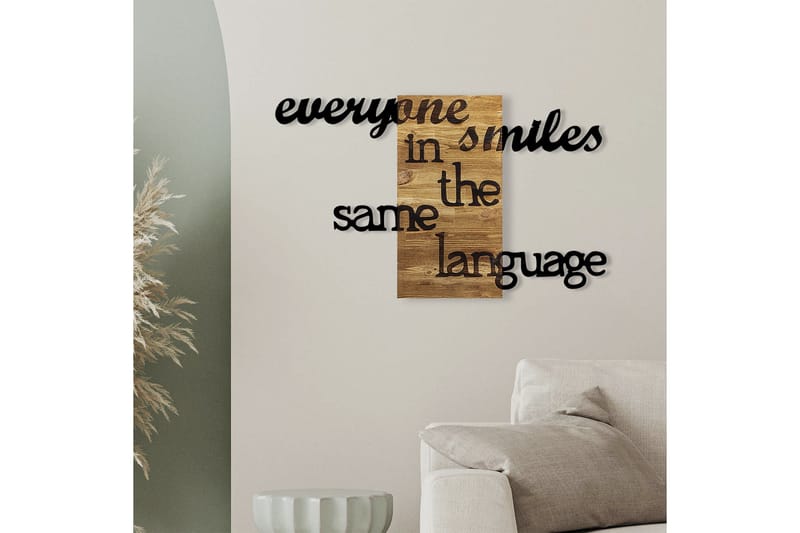 Everyone Smiles in The Same Language Väggdekor - Svart/Valnöt - Inredning & dekor - Väggdekor - Skyltar - Plåtskylt