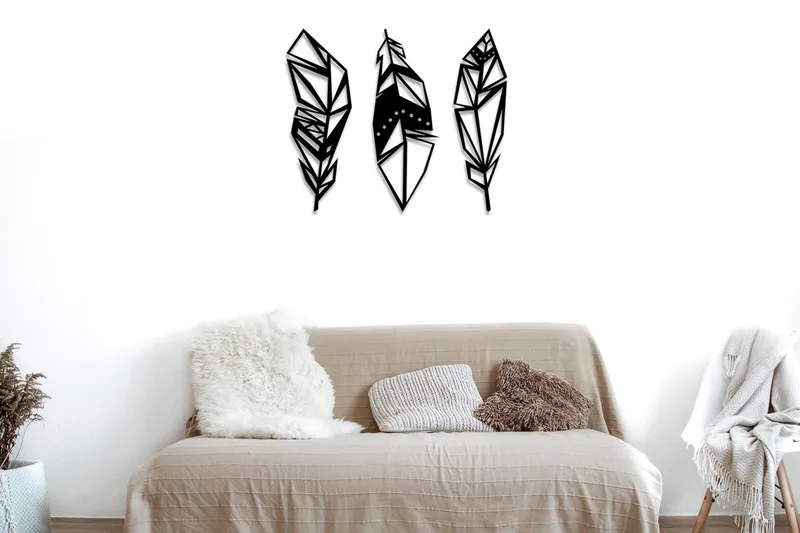 Feather Metal Decor Väggdekor, Svart