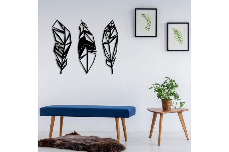 Feather Metal Decor Väggdekor - Svart - Inredning & dekor - Väggdekor - Skyltar - Plåtskylt